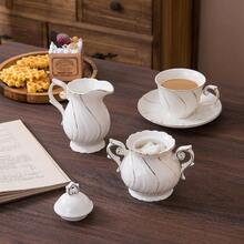 WSXC Sugar And Creamer Set Ceramic Creamer Pitcher And Sugar Bowl With Lid Creamer Pitcher With Handle Sugar Cube Dish Coffee Or Tea White With Gold Thread - Whitewithgoldthread - View 6