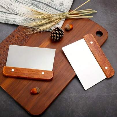 1/2pcs Multifunctional Stainless Steel Kitchen Scraper - Dough Cutters, Vegetable Cutters, And Food Safety Metal Kitchen Tools