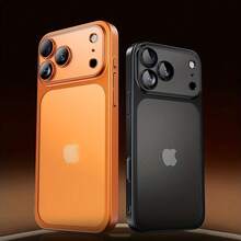 Luxury Matte Transparent Electroplated Edge Phone Case Suitable For IPhone 17, 16, 15, 14, 13 Pro Max Plus 17Air With Shock-Absorbing Lens Film And Transparent Back Cover, Anti Drop Protective Case, Minimalist Style, Streamlined Design, High-Quality Protective Case - 藍色 - 查看 9