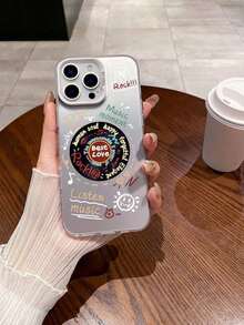 1pc IMD Procesamiento Láser TPU Blanco + PC Combinación Suave y Dura Patrón de Donut de Letra de Caricatura Grueso a Prueba de Golpes, Antigolpes y Antihuellas Funda de Teléfono de Protección Completa Compatible con iPhone 14PLUS/15/15PRO/15PROMAX/15PLUS/16/16PRO/16PROMAX/16PLUS/SAM S22/S22PLUS/S22ULTRA/S23/S23PLUS/S23FE/S23ULTRA/S24PLUS/S24ULTRA Regalo para Cumpleaños, Madre, Familia, Amigos, Novio, Novia - Plateado - Ver 2