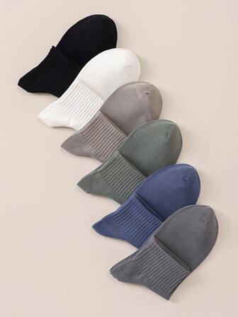 1 คู่/3 คู่ ถุงเท้าข้อสั้นผ้าฝ้ายลำลองสีพื้นคลาสสิกสำหรับผู้ชาย สีดำ/สีขาว/สีเทา ใส่ได้หลากหลายในชีวิตประจำวัน