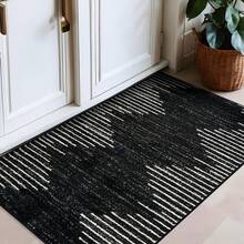 Rayas Resistentes a Las Manchas para Sala de Estar, Cocina, recámara, Comedor, Oficina en casa, 2 pies Pulgadas x 4 pies, Color Negro - Azul - Ver 10