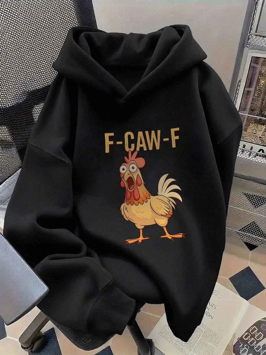 1件青少年男童休闲印花套头卫衣，保暖内衬，长袖，秋冬季