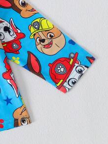 Paw Patrol 两件套汪汪队立大功男童睡衣套装，可爱卡通印花灰色圆领长袖T恤和长裤，秋冬季男童日常休闲睡衣套装，节日礼物 - 藍色 - 查看 4