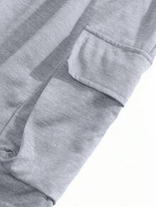 男士夏季浅灰色休闲宽松T恤+工装短裤两件套，男士运动休闲风，适合海滩、度假、旅行，舒适百搭 - 灰色 - 查看 10