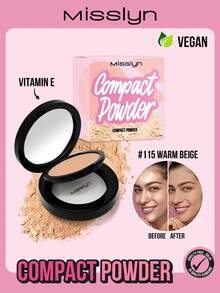 MISSLYN 轻盈控油定妆粉，哑光无瑕持久粉饼，针对肌肤的高遮瑕粉底粉，控油无瑕全覆盖轻盈粉饼，柔雾妆效，打造更光滑的妆容 - #115 Warm Beige - 查看 2