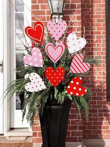 12pcs - Extra Large Red Pink White Heart-Shaped Valentine's Day Decorations, Valentine's Day Tree Ornaments, Cute Heart-Shaped Decorations, Suitable For Valentine's Day Tree Top Decoration, Home Wedding Decoration, Restaurant Decoration, Hotel Decoration, Bedroom Decoration, Living Room Decoration, Flower Pot Decoration, Gardening Decoration, Garden Planting, Outdoor Scene Arrangement; - Multicolor - View 3