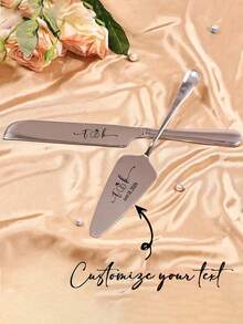 2Pcs Personalized Stainless Steel Engraved Cake Knife, Custom Crystal Handle Cake Cutting Set For Wedding, Spatula, Pizza And Cheese Cutter, Baking Tools, Personalized Stainless Steel Cake Knife With Engraving Name, Knife Size: 33.5cm/13.2in, Shovel Size: 27.5cm/10.8in, Wedding Cake Knife And Server Set, Cake Cutting Set For Wedding ,Stainless Stylish,Adorable,Colorful Custom,Personalized,Unique Ideal Gifts For Friends,Home,Office - Multicolor - View 3