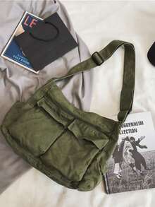 حقيبة كتف قماشية كاجوال، سعة كبيرة، ملابس الشارع، طالب، وقت الفراغ