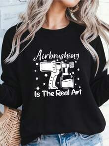 Funny Art Painter Airbrush Real Art Drawing Artist Hoodless Sweahoodless Sweathoodless Sweatshirt - màu đen - Xem 1