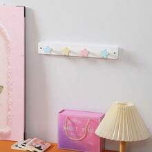 1pc Wooden Star Shaped Wall Mounted Coat Rack, Colorful Five-Pointed Star Wall Hanger For Living Room, Entryway, Nursery, Home Storage - Multicolor - View 10