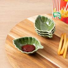 4/6个1.35盎司叶形陶瓷蘸酱碗，绿色叶子小碟，酱油碟，厨房装饰，迷你开胃菜碟，适用于盛放酱油、寿司、调味品和小吃 - 彩色 - 查看 11