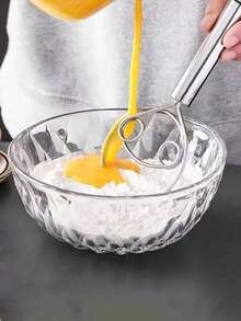 Stainless Steel Handheld Dough Mixer Dual Hole Quick Mixing, With Scraping Blade. For Baking, Whisking, Egg Beating, Batter Mixing Manual, Uncharged. Heavy Duty, Fits Restaurants Bakeries Home, Essential Sourdough Bread Making Tool. - Multicolor - View 6