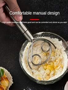 Stainless Steel Handheld Dough Mixer Dual Hole Quick Mixing, With Scraping Blade. For Baking, Whisking, Egg Beating, Batter Mixing Manual, Uncharged. Heavy Duty, Fits Restaurants Bakeries Home, Essential Sourdough Bread Making Tool. - Multicolor - View 8