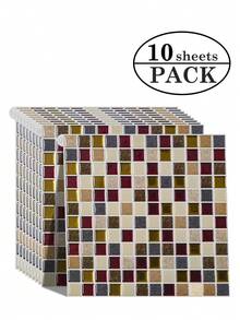 WoStick 10 Inch X 10 Inch Waterproof Textured Vinyl DIY Wallpaper, Self-Adhesive Backsplash Tile, Peel And Stick Mosaic Tile, For Home Decor - Rose Gold - View 13