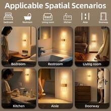 Crystal Motion Sensor Wall Lamp, Acrylic Modern Smart Sensor Wall Light, Night Light, Indoor Motion Sensor Wall Lamp, Wireless LED Wall Light, Wall Lamp, Battery-Powered, Adhesive Design, Rotatable, Portable, Easy To Install, Adjustable Color Temperature And Brightness, Suitable For Hallways, Bathrooms - Multicolor - View 10