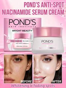 Pond's Ponstel 烟酰胺精华霜，14天淡化色斑，提亮肤色，平衡肤色，锁住水分，修复肌肤屏障，舒缓泛红，质地轻盈，不留残余，非常适合妆前使用，98%纯度B3，面霜，早晚护肤/国际妇女节礼物，适合易长痘肌肤、夜猫子、肤色暗沉人群，晨间护肤，夜间修护，节日礼物，旅行装。 - 23克 - 查看 6