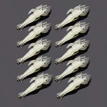 10pcs/Box Silicone Simulated Soft Shrimp Bait With Hook For Shrimp, Bass And Crooked Mouth Fish Bait