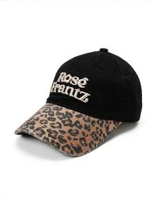 1pc New Embroidered Letter Patchwork Leopard Print Baseball Cap - Multicolor - View 11