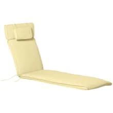 Outsunny Reclining Garden Chair With Headrest, Polyester Fiber Cotton Cream White 198x53x5cm On Site
