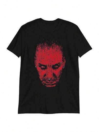 Rammstein Unisex Retro Hip Hop Graphic T-Shirt - 100% Cotton Micro-Stretch Fabric, Regular Fit Short Sleeve Shirt With Bold Red And Black Print, All-Seasons Casual Wear, Breathable Comfort Suit Modern Stylish Top Stretchable Fabric Shirt