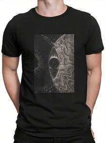 Camiseta gráfica Dune para hombre - Camiseta de manga corta negra con cuello redondo y diseño icónico del planeta y Dune, ropa casual, comodidad para todas las estaciones, ropa cómoda, camiseta con temática de Dune, ropa de ocio duradera - Negro - Ver 1