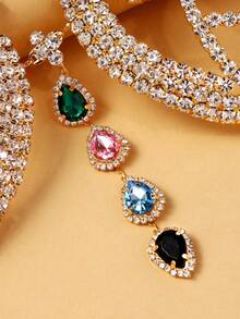 1件彩色水晶身体链，性感镂空胸链项链，夜店魅力比基尼内衣配饰，女士 - 金色 - 查看 3