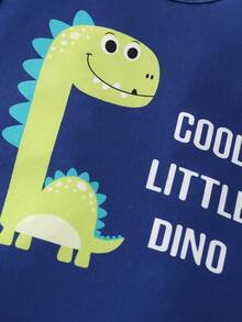 4pcs/Set Baby Boys' Cartoon Dinosaur & Wild Animal All-Over Print Round Neck Short Sleeve Bodysuit Outfit, Summer - Multicolor - View 8