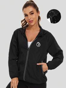 1PC Women's Waterproof Windbreaker Rain Jacket ,Lightweight Hooded Raincoat For Autumn Hiking Activities - Black - View 1