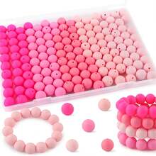 60pcs 12mm Silicone Beads For Keychain Making Mix Color Round Beads For DIY Crafts And Jewelry Making Crafts(Pink) - Multicolor - View 2