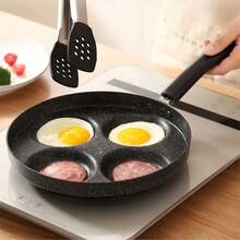 Sartén plana con cuatro orificios para freír huevos, huevos para el desayuno, empanadillas, panqueques antiadherentes, moldes para freír, utensilios de cocina