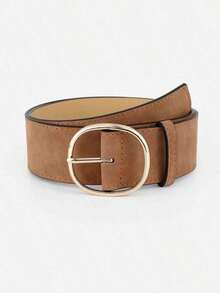 1 Piece Minimalist Style Round Buckle Strap With Holes Suitable For Dresses Summer, Autumn School, Autumn, Halloween, Excellent Material, Fine Workmanship, Lightweight And Durable, Retro Aesthetics, Surface Texture, Business Casual, Simple And Elegant, Gift For Best Friends, Family, Friends, Elders, Birthday Gift, Christmas Gift, Halloween Gift, Valentine's Day Gift, Easter Gift, New Year Gift, Graduation Gift, Back To School Gift - 駝色 - 查看 6