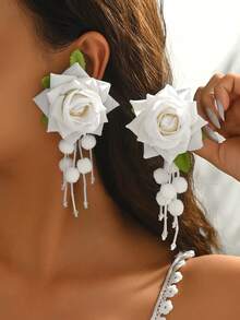 1 对优雅花卉吊坠耳环，适合女士佩戴，用途广泛，适合度假佩戴 - 多色 - 查看 7