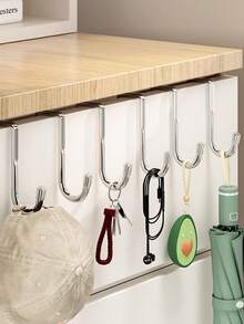 1个不锈钢挂钩，免打孔双S形挂钩，厨房和浴室橱柜门后衣物、帽子、毛巾收纳架，侧柜门挂钩，宿舍双S形挂钩，返校季，母亲节礼物，浴室和厨房置物架，结婚纪念日，减压 - 彩色 - 查看 5