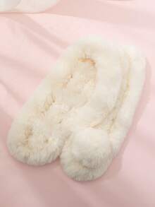 1pc Women's Classic Faux Fur Scarf With 3 Pompoms, Warm And Cute For Autumn/Winter