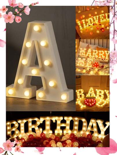 1pc LED Letter Lights Pink Lamp, Glitter Letters, Light Up Alphabet, Letters Sign, Dry Battery Powered, For Home Party Decoration Night Bar Wedding Birthday Christmas Lamp Girls Gift, Night Light For Proposals, Birthdays, And Photo Props, The Best Gift For Mother's Day And Father's Day
