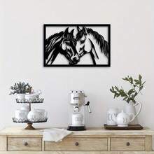 1 Piece Of Metal Horse Wall Art Decoration - Perfect For Home Decoration, Farmhouse Style, A Unique Gift For Horse Enthusiasts - Black - View 2