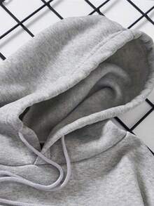 Sudaderas de Mujer Sudadera con capucha de moda informal en color rosa con estampado de flores adorables, versátil y combinable - Gris - Ver 4