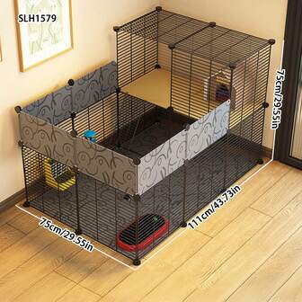 Ekorrbur med två lager, sammankopplande bur för små husdjur, lämplig för hamstrar, kaniner, hemmabruk