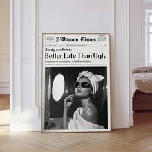 1pc Framed Canvas Wall Art, "Better Late Than Ugly" Poster, Dorm Wall Decor, Home Decor, Girly Style Poster, Modern Home Decor, Room Decor, Dorm Decor, Bedroom Decor, Bathroom Decor, Living Room Decor, Kitchen Decor, Holiday Gift, Party Decor - Multicolor - View 9