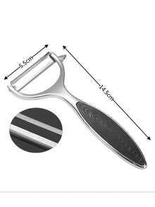 1 件装重型不锈钢蔬菜切碎削皮器 - 多功能工具，握感舒适，使用轻松，是准备水果/沙拉/薯片/香草的理想之选，小巧设计适合小型厨房、旅行包和露营装备，经久耐用且易于维护的厨房小工具