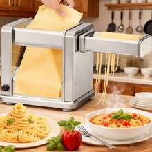 Electric Pasta Maker Machine, Adjustable Thickness Noodle Maker For Spaghetti, Fettuccine, Lasagna & Dumpling Skins | 7-Level Customization,Stainless Steel, Easy Clean - US A Type Plug(110-127V) - View 1
