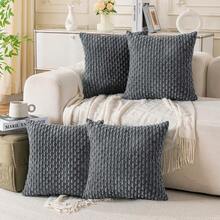 7CDXD Juego de 4 Fundas de AlmohadaFunda de Cojín Decorativas de Pana Suave y Cuadrado 45 x 45 cm Cómodo y Lavable a Máquina para Sofá Cama Automóvil Interior Exterior Decoración de Navidad Gris - gris4 - Ver 1