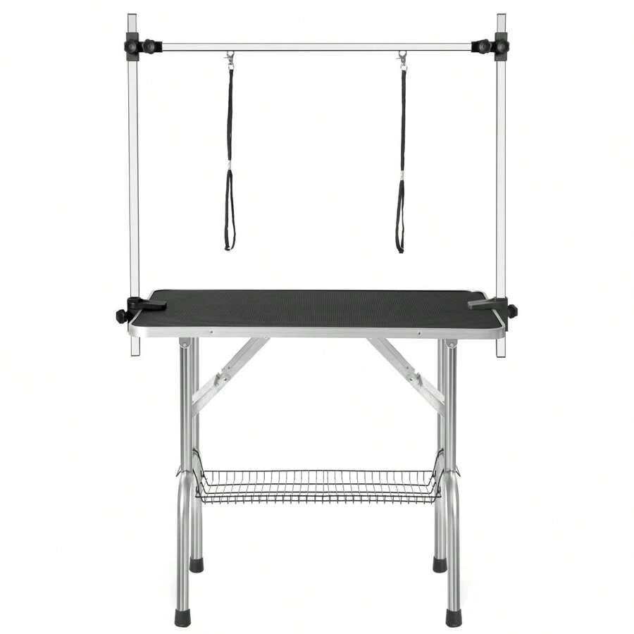 Professional Folding Dog Grooming Table With Adjustable Arm, Sturdy Portability, Arm And Strap Support, Mesh Tray And Rubber Mat - 1 - View 1