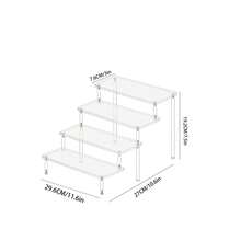1套亚克力1-4层桌面展示架，可用于展示纸杯蛋糕、香水、手办、盲盒等，透明梯形收纳柜 - 白色 - 查看 12