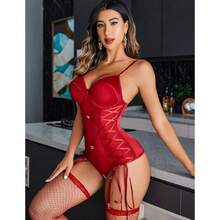 Lingerie For Women Sexy Corset Garter Lingerie Set One Piece Teddy Bodysuit Boudoir Outfit,31371358 - 紅色 - 查看 5