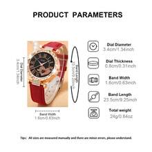 SOKI SOKI Fashionable & Elegant Butterfly Pendant Necklace, Earrings And Bracelet Set, Paired With A Heart Pattern Round Quartz Watch. Suitable For Personal Use Or Gift-Giving. No Gift Box Included. - Red - View 6