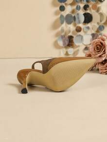 Women's Pointed Toe High Heel Leopard Print Buckle Dress Shoes, Suitable For Commuting And Party, All Seasons - Brown - View 8