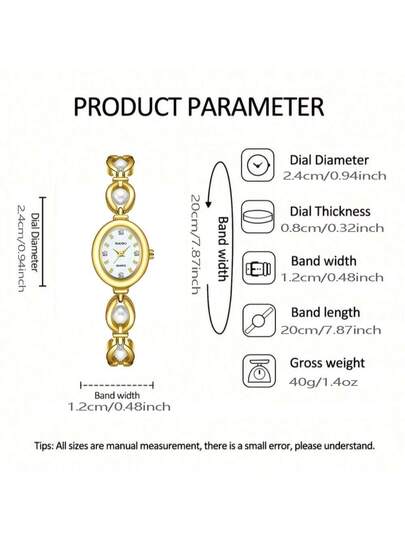 1PC Small Vintage Luxe Women Bracelet Horloge Pearl Elegante Waterproof Stainless Steel Quartz Watches ation Birthday view 3