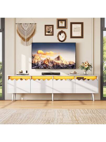 TV Cabinet 176x38x45 Cm, LED Lighting, Drawers, Cabinets, Large Storage Space, Living Room Furniture, TVs Up To 75 Inches view 8